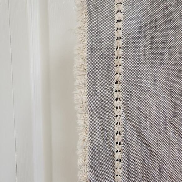 Table Runner Gray & Cream Rectangle 88X14 Boho Country Cottage Farmhouse - Picture 3 of 6